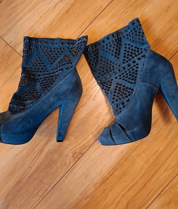 Półbuty na obcasie Prima Moda peeptoe na lato wiosnę