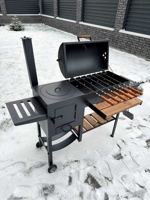 Мангал-барбекю 4 мм з пічкою! Мангал для казана! Мангал з кришкою!