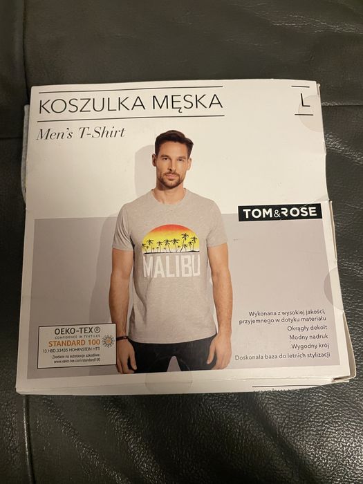 Nowy t-shirt koszula bluzka szara Malibu roz. L