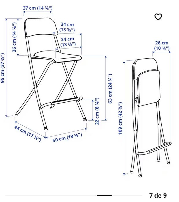 Banco Alto c/ encosto, dobrável ikea