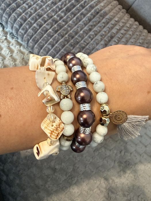 Bransoletka PRL  vintage, boho masa perłowa