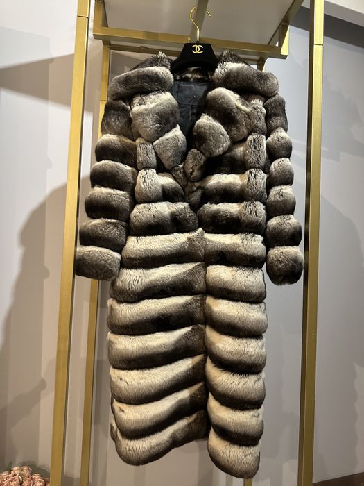 Длинная  шуба из шиншиллы