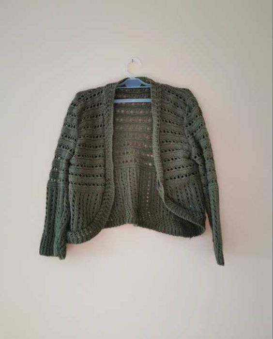 Piękne zielone bolerko sweterek butelkowa zieleń 152-164cm