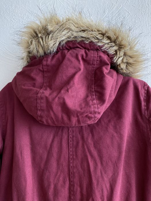 Cropp XS parka kurtka bordowa z kapturem