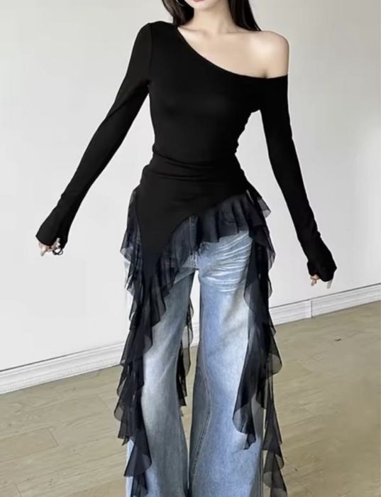 Топ медуза асимметричное плечо  y2k готика гранж S, M рр