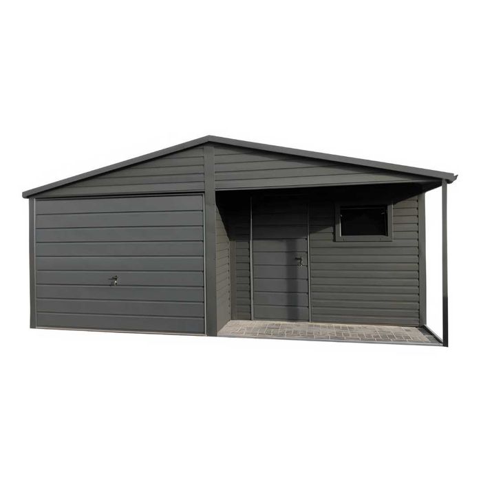 Garaż jednostanowiskowy z wnęka 6x5 Dach dwuspadowy, Brama uchylna