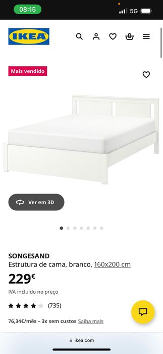 IKEA SONGESAND Cama de casal e mesas de cabeceira