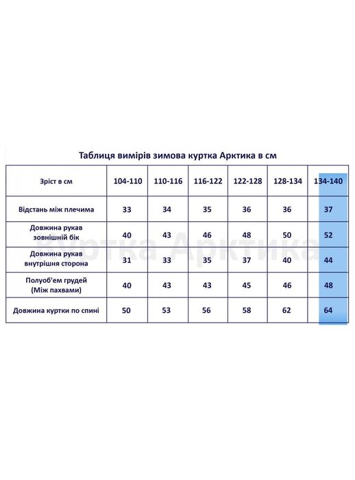 Зимова куртка Арктика (укр.виробник Teplee.net) 134-140 см