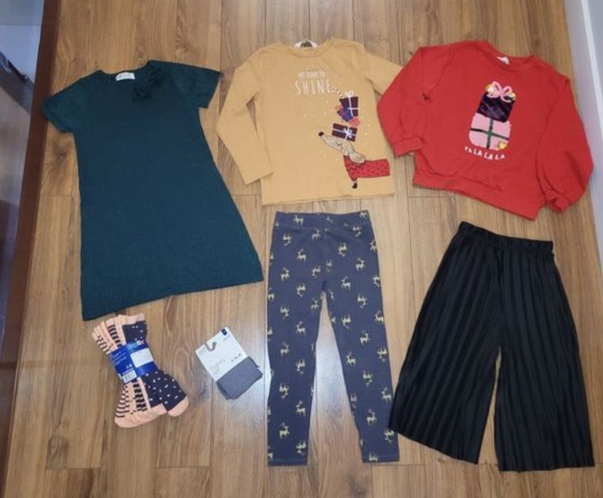 Mega paka 7szt zestaw ubran świątecznych 122/128