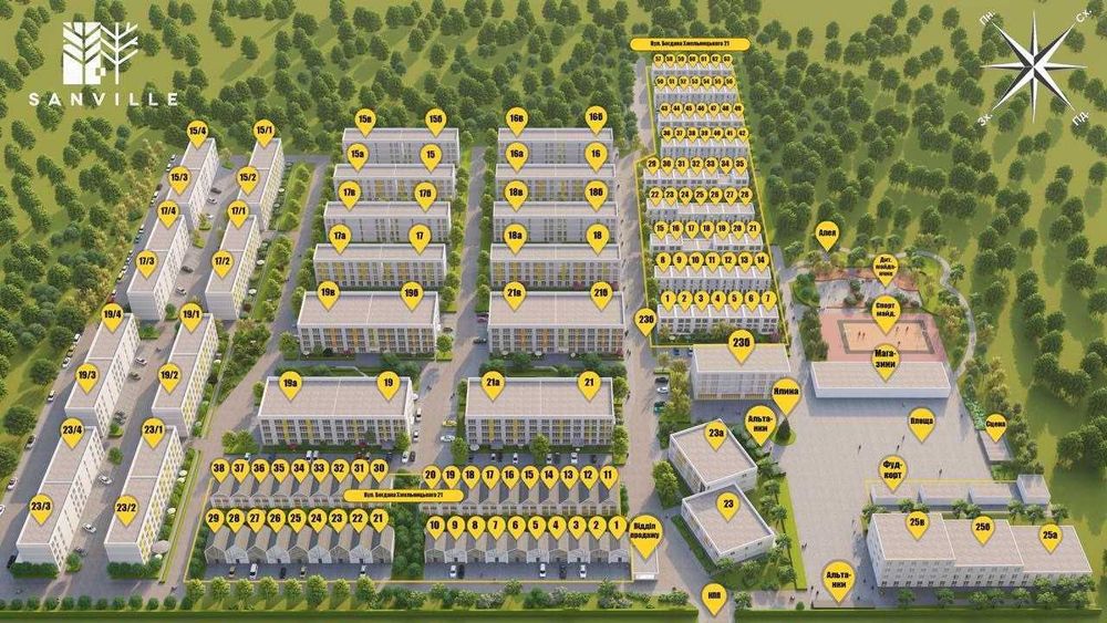 Продаж  1-к квартира 27м2 з 2-х ярусною спальнею в ЖК«Sanville Park»