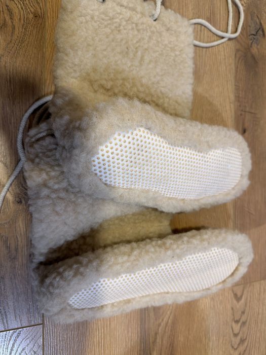 Bambosze wysokie ze sznurkiem - Beżowe ciepłe Marino 40-41 rozm.