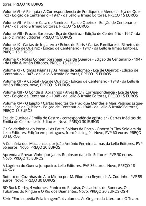 Livros Lello Editores - Eça Saramago Bordalo Filigrana Couro etc