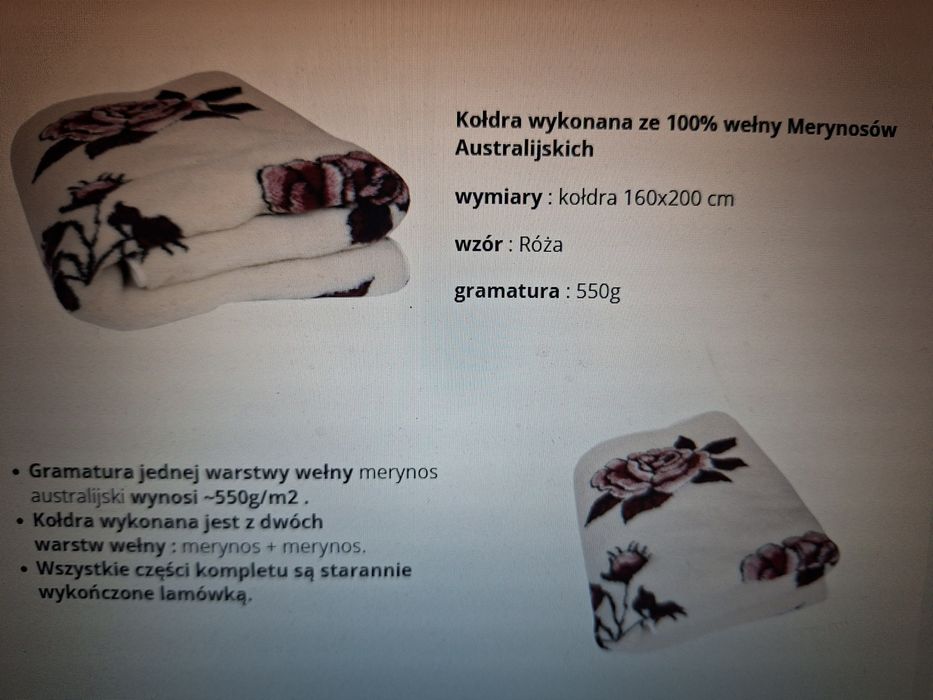 Sprzedam kołdrę z wełny merynos