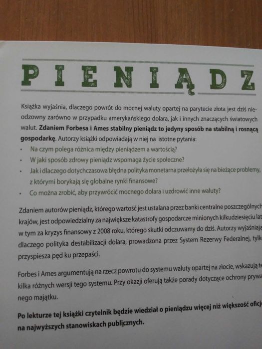 Pieniądz. Dlaczego niszczenie dolara zagraża... Steve Forbes ekonomia