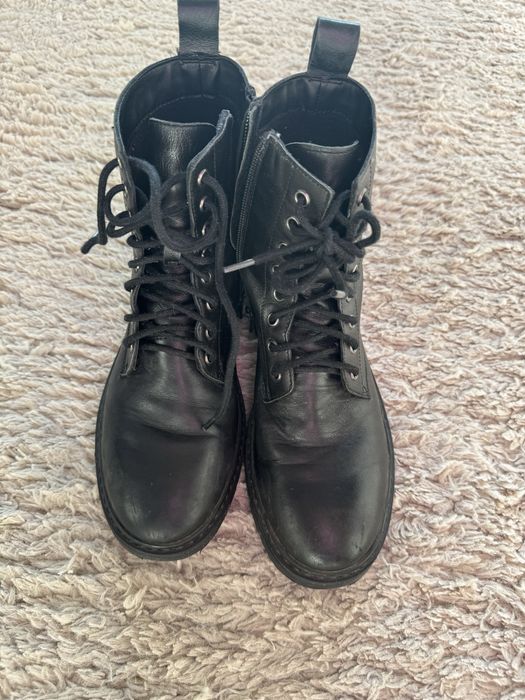 Glany buty zimowe za kostkę damskie czarne roz.37