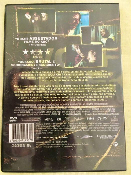 Wolf Creek 2005 Disco de 9GB de 94 minutos com DTS 5.1 (Portes CTT GRATIS)