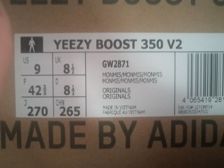 Adidas Yeezy Boost V2 350 Mono Mist, tamanho 42 e 2/3 (size 9 US)