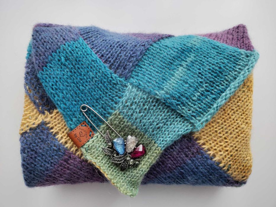 Chusta trójkątna szal wełna merino HANDMADE