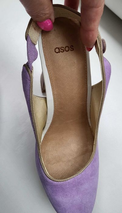 ASOS liliowe buciki skóra roz 41