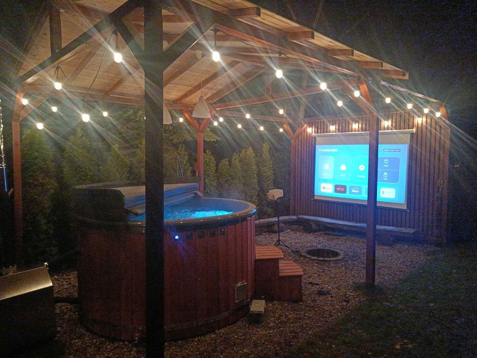 Domek drewniany na wynajem dla maks. 6 osób | balia ogrodowa | sauna