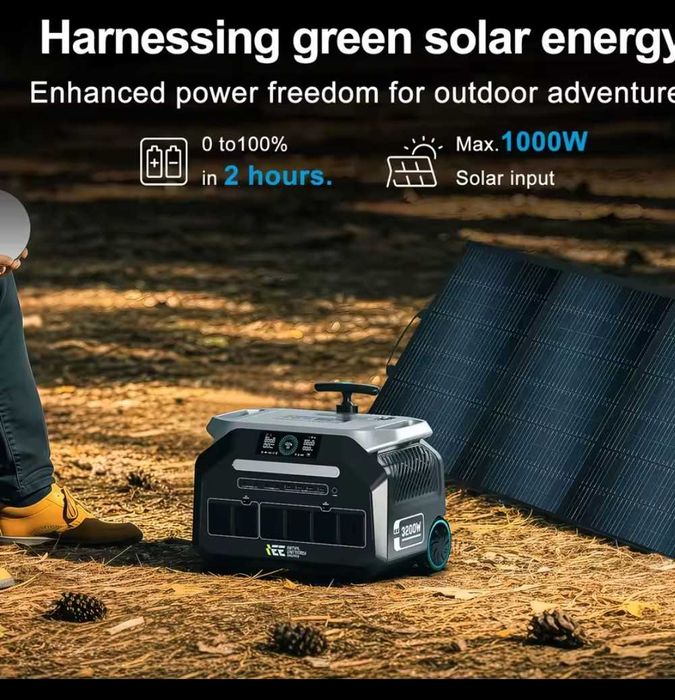Stacja Zasilania 6400W 2048Wh LiFePO4, 4 wyjścia AC, Solar do 1000W