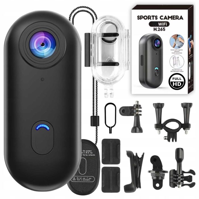Mini kamera sportowa z WiFi Full HD 1080P ETUI uchwyty klips smycz