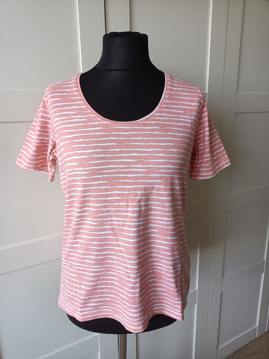 Damska bawełniana bluzka w paski koszulka z krótkim rękawem esmara