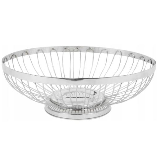 Patera owalna na owoce koszyk srebrna metalowa 27x21cm