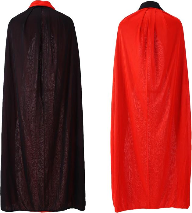 Czarno Czerwona Peleryna 90Cm Długości 110-130Cm Wzrostu