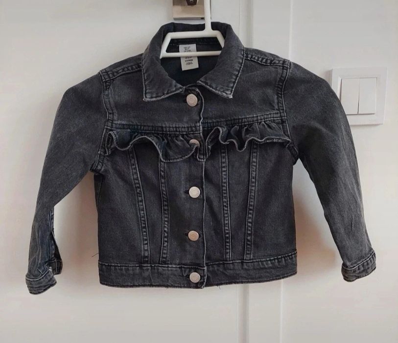 H&M super jeansowa kurtka katana falbanka 4-5 lat