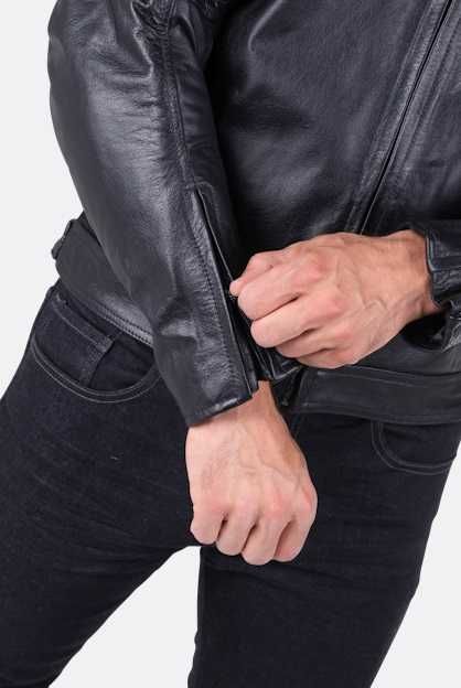 Casaco em pele genuína motard/multiuso certificado