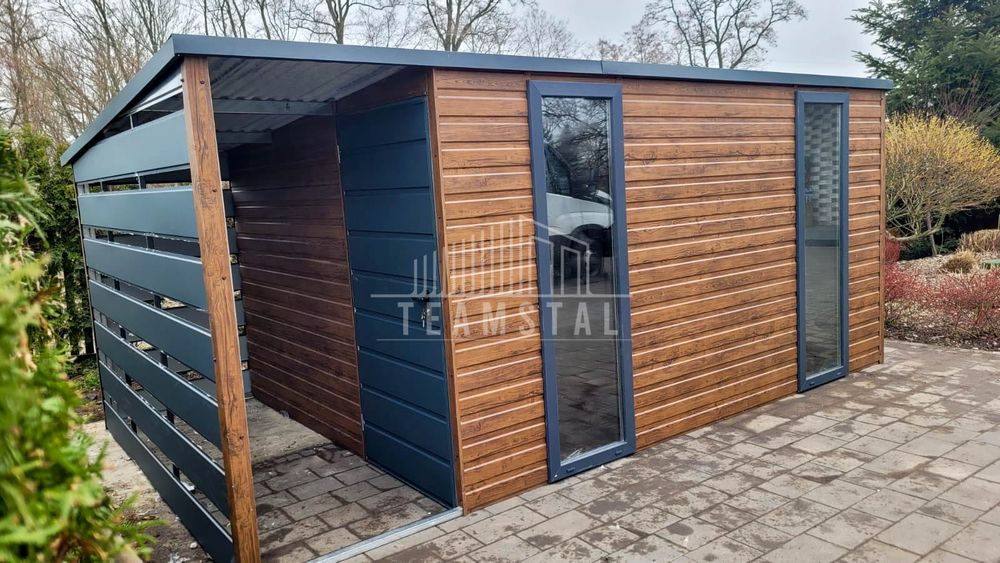 SCHOWEK - DOMEK OGRODOWY 4,5x2,5 + wiata drzwi + 2x okno   TS620