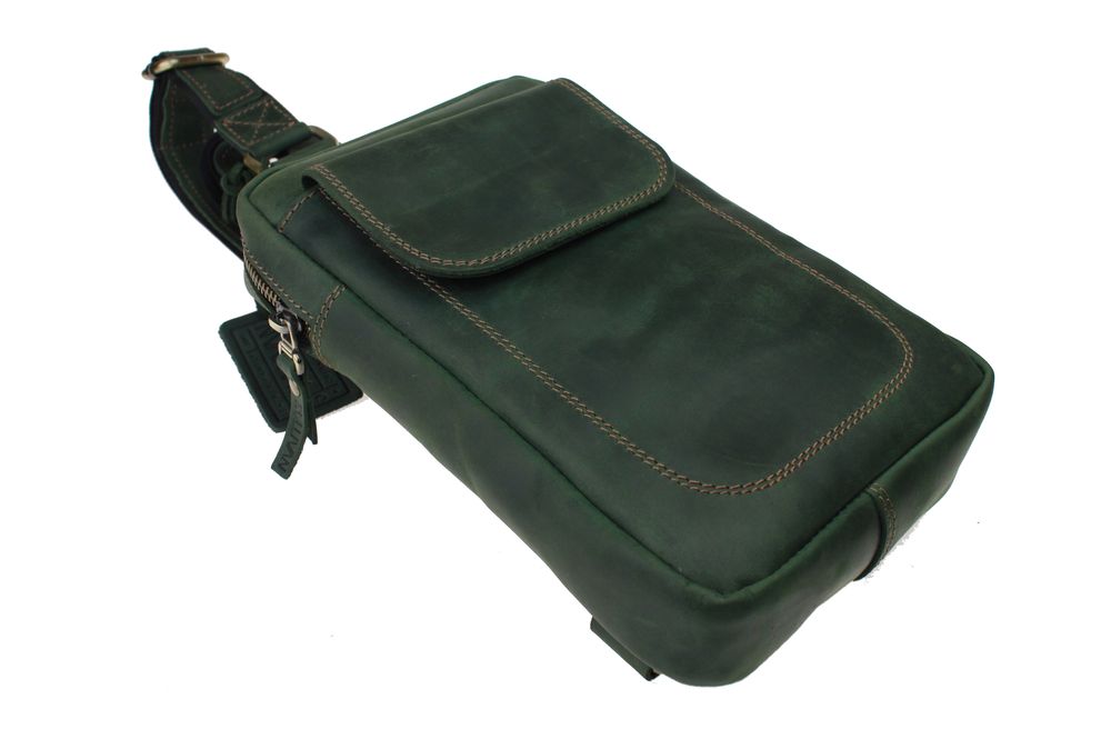 Сумка чоловіча слінг на плече бананка sms13-6(28) зелений