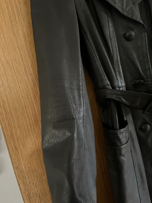 Marka „Moda Polska” - Piękny, długi skórzany płaszcz damski jak nowy