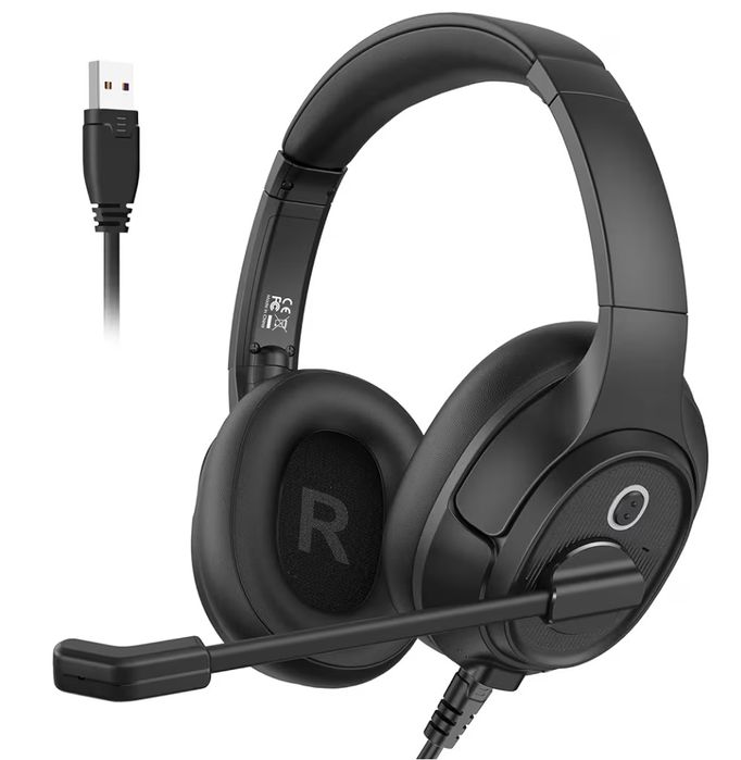 Headset Auriculares USB com Microfone e Cancelamento de Ruído