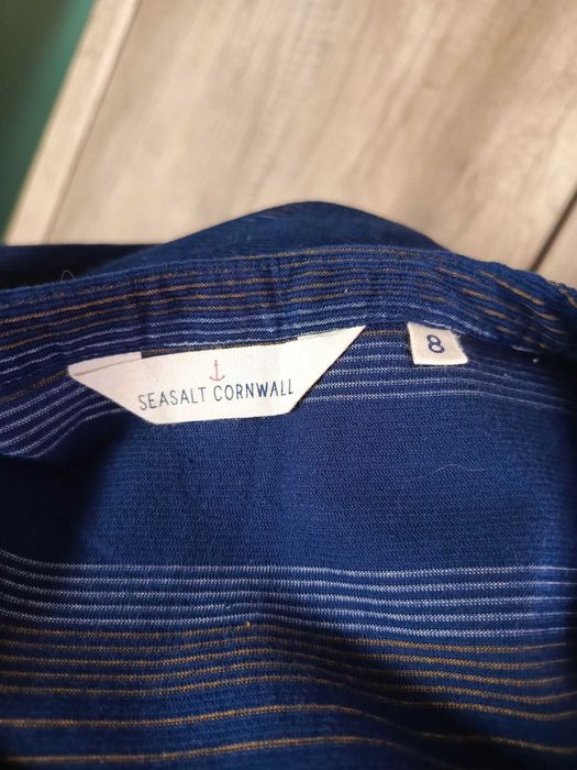 Seasalt Cornwall sukienka tunika sztruks mini paski granat S 36