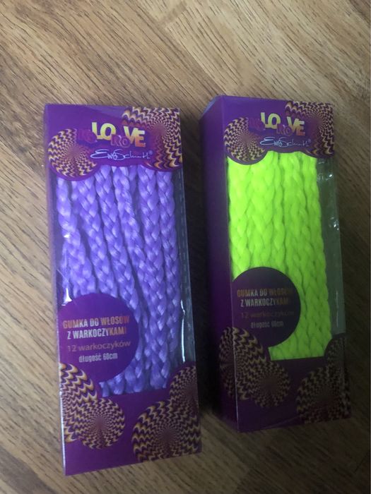 Warkoczyki seledynowe neonowe gumka do włosów z warkoczykami 60 cm