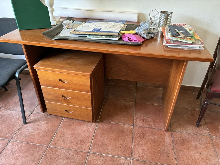 Secretaria madeira com modulo de gavetas