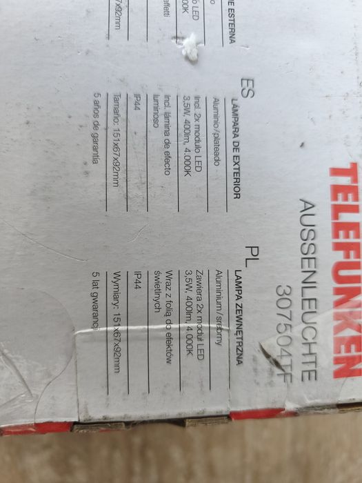 Zewnętrzna lampa aluminium srebrny