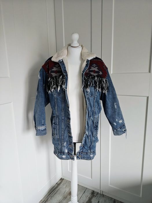 Nowa kurtka jeansowa Zara na baranku Aztecka XS-S