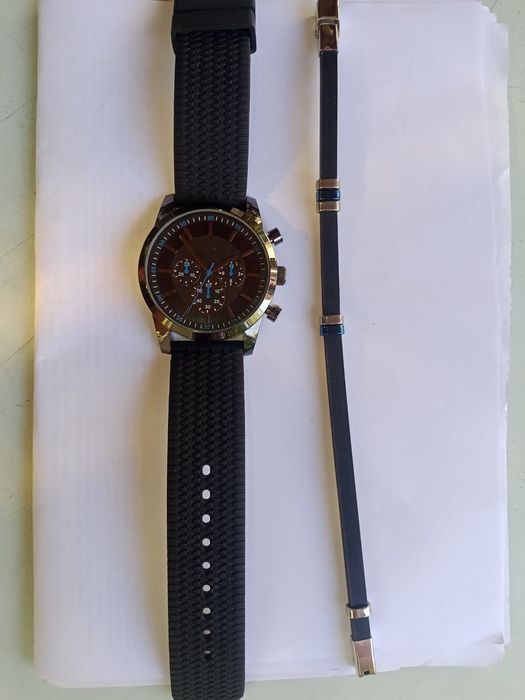 Часы браслет комплект браслет кожаный мужской