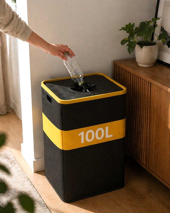 „Kosz na butelki kaucyjne 100L – koniec bałaganu”