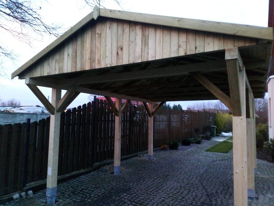 Wiata CARPORT Zadaszenie Drewutnia Altana drewniana ŻARY Lubuskie