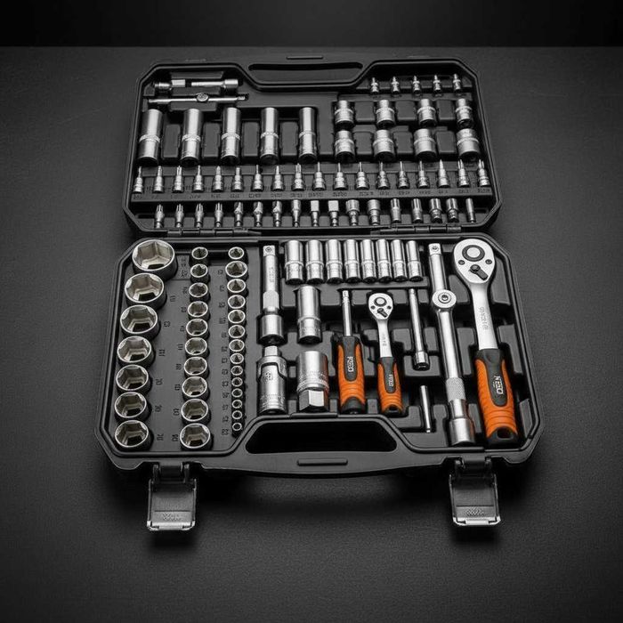 Narzędzia Klucze Nasadowe Zestaw Bardzo Jakościowy 110 El Walizka Nowe