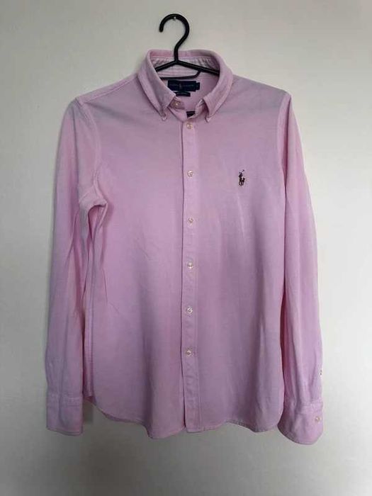 Koszula damska Ralph Lauren – Knit Oxford, różowa długi rękaw logo