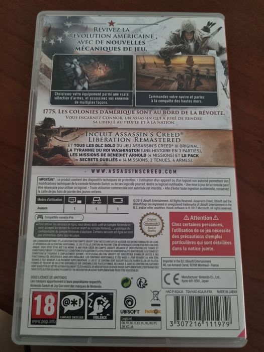 Nintendo switch assassin's creed 3 remastered