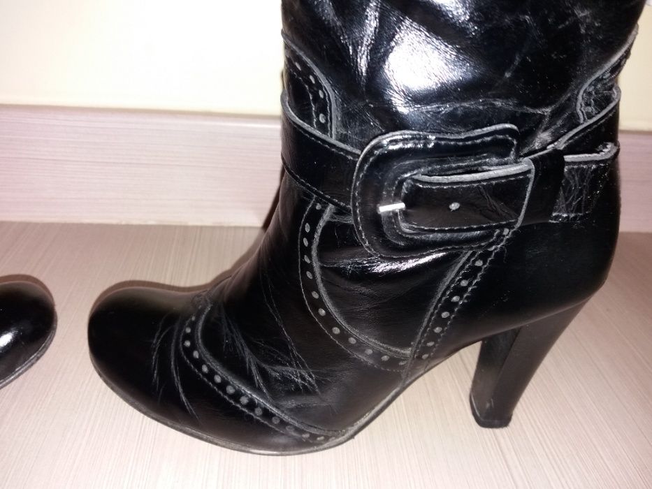Sprzedam ładne buty DAMSKIE KOZACZKI SKÓRZANE CZARNE, rozm. 37
