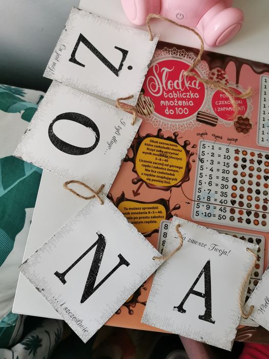 Napisy mąż & żona kolor czerwony,plus napisy