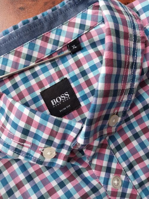 Бавовняна сорочка у клітинку Hugo Boss розміру xl