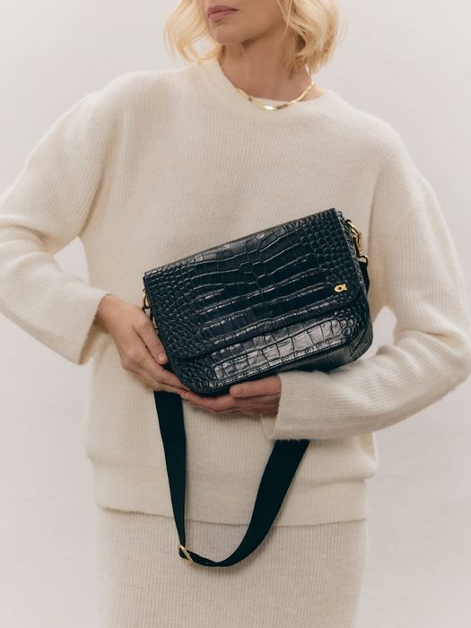 Daag Blair czarna croco skórzana torebka damska
